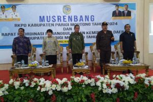 Wakil Bupati Parigi Moutong H Badrun Nggai SE buka kegiatan Musyawarah Perencanaan Pembangunan (MUSRENBANG) RKPD Kabupaten Parigi Moutong tahun 2024 dan Rapat Koordinasi Penanggulangan Kemiskinan Daerah Kabupaten Parigi Moutong tahun 2023