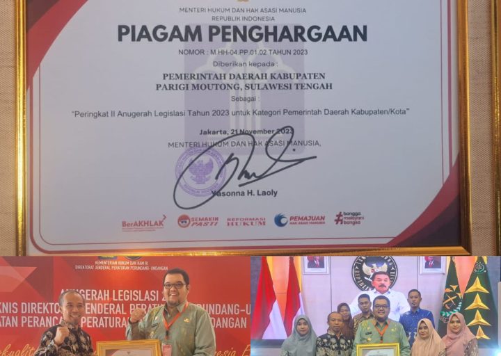 Pemda Parigi Moutong Raih Peringkat II Anugerah Legislasi 2023: Apresiasi Kinerja Profesional dan Berkualitas