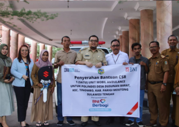 BNI Cabang Parigi Salurkan CSR dengan Penyerahan Mobil Ambulance untuk Kesehatan Masyarakat