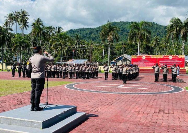 Kapolres Parimo Pimpin Apel Pelepasan Personel Pengamanan Pemilu Kembali ke Polda Sulteng