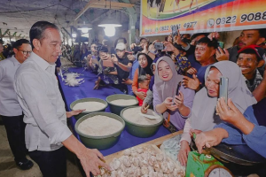 Kunjungan di Pasar Salakan Bangkep, Presiden Jokowi Cek Harga Bahan Pokok