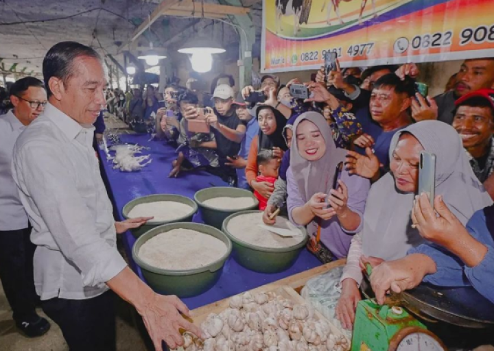 Kunjungan di Pasar Salakan Bangkep, Presiden Jokowi Cek Harga Bahan Pokok