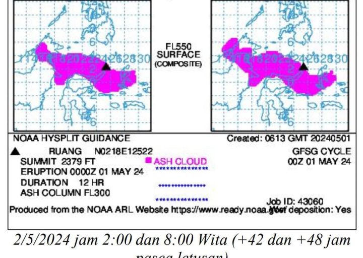 Kabar Terkini Sebaran Abu Vulkanik Gunung Ruang Sulawesi Utara